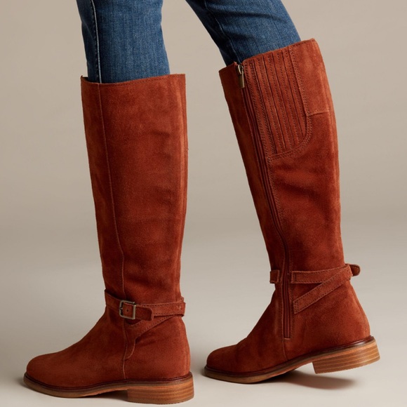 Clarks Clarkdale Clad Dark Tan Suede Knee High Boots - Picture 11 of 11